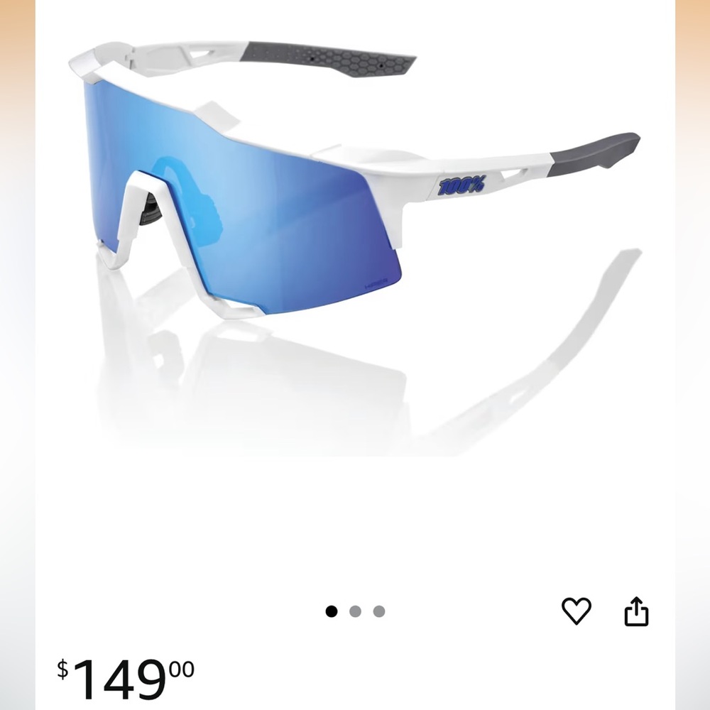 100% SPEEDCRAFT Sport Performance Cycling Sunglasses white  Blue Mirror Lens)